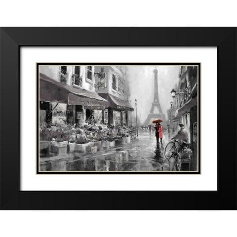 Red Umbrella Black Modern Wood Framed Art Print with Double Matting by Heighton, Brent