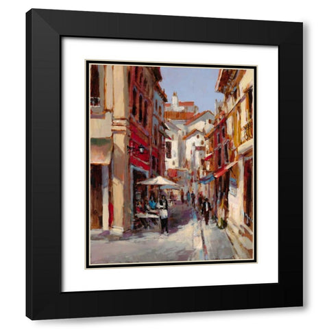 Afternoon In The Cafe Black Modern Wood Framed Art Print with Double Matting by Heighton, Brent