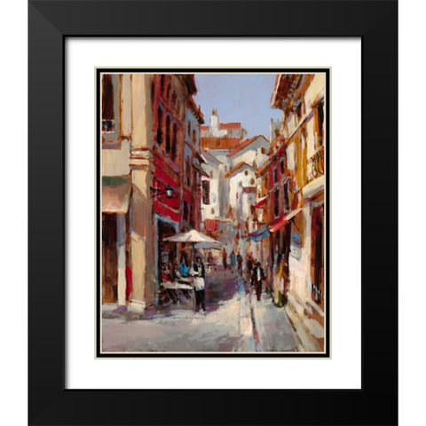 Afternoon In The Cafe Black Modern Wood Framed Art Print with Double Matting by Heighton, Brent