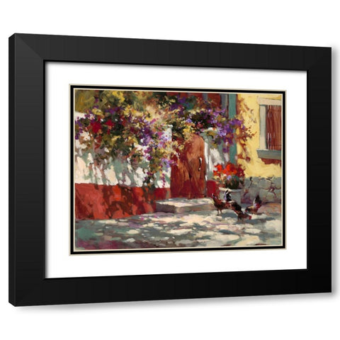 Country Courtyard Black Modern Wood Framed Art Print with Double Matting by Heighton, Brent