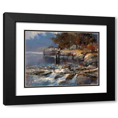 Gone Fishing Black Modern Wood Framed Art Print with Double Matting by Heighton, Brent