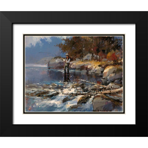 Gone Fishing Black Modern Wood Framed Art Print with Double Matting by Heighton, Brent