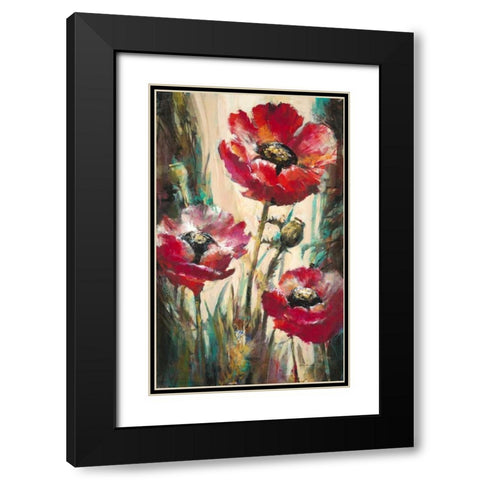 Impulsive Poppies Black Modern Wood Framed Art Print with Double Matting by Heighton, Brent