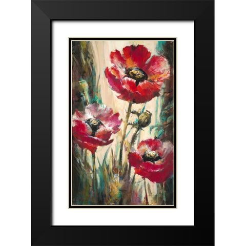 Impulsive Poppies Black Modern Wood Framed Art Print with Double Matting by Heighton, Brent