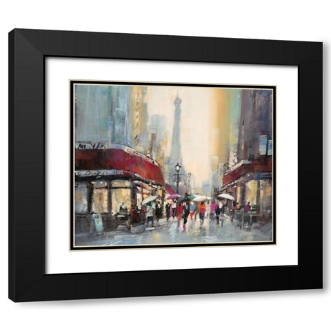 Paris Boulevard Black Modern Wood Framed Art Print with Double Matting by Heighton, Brent