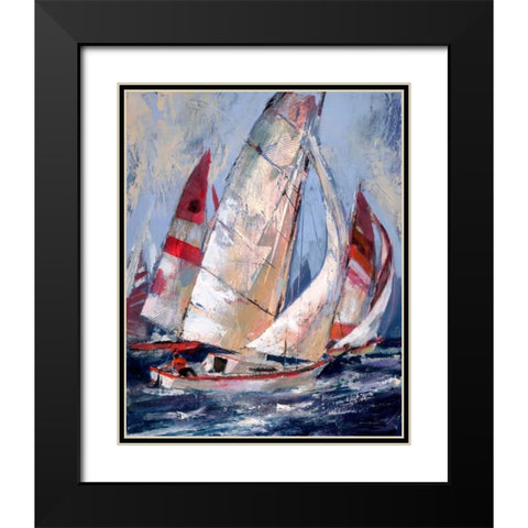 Open Sails I Black Modern Wood Framed Art Print with Double Matting by Heighton, Brent