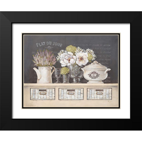 Plat Du Jour Black Modern Wood Framed Art Print with Double Matting by Ferri, Stefania