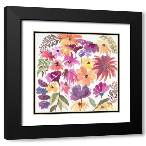 Playful Dancing Garden Black Modern Wood Framed Art Print with Double Matting by Gold, Lora