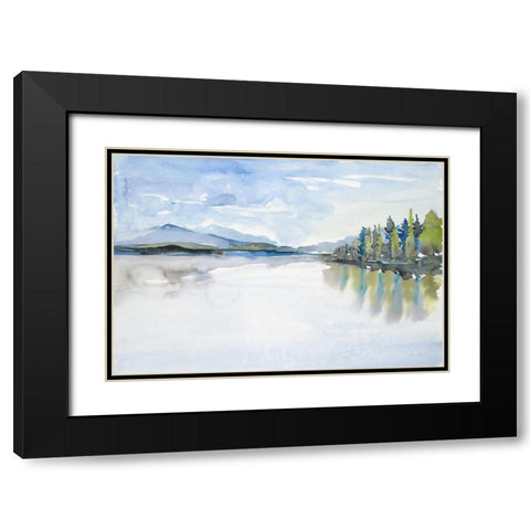 Lakefront Watercolor Black Modern Wood Framed Art Print with Double Matting by Gold, Lora