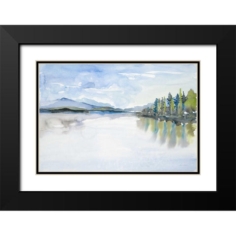 Lakefront Watercolor Black Modern Wood Framed Art Print with Double Matting by Gold, Lora