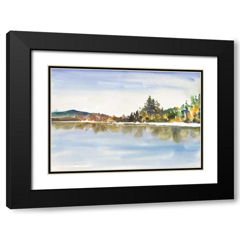Lakeside Reflections Black Modern Wood Framed Art Print with Double Matting by Gold, Lora