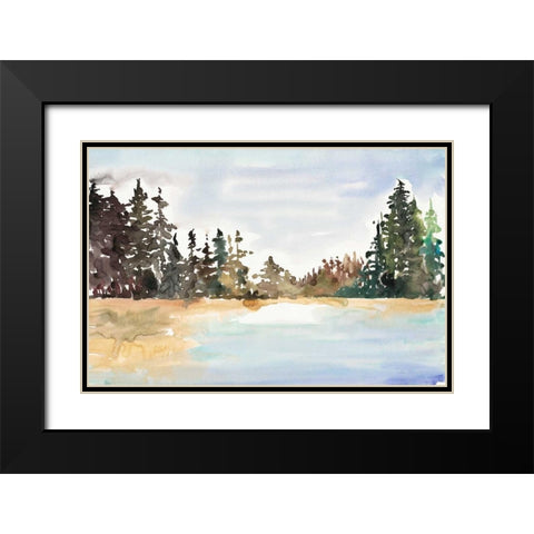 Evergreen View Black Modern Wood Framed Art Print with Double Matting by Gold, Lora