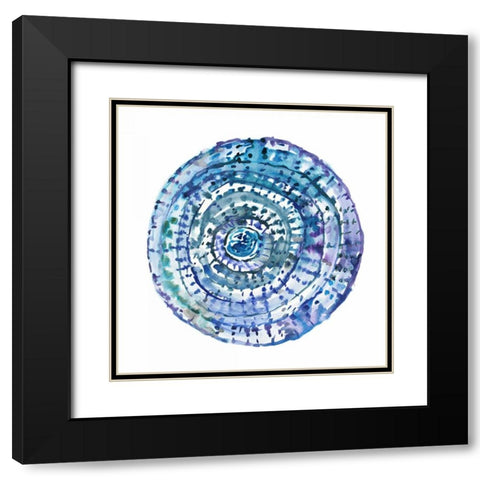 Watery Blue Mandala 1 Black Modern Wood Framed Art Print with Double Matting by Gold, Lora