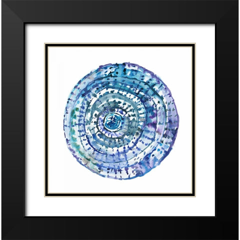 Watery Blue Mandala 1 Black Modern Wood Framed Art Print with Double Matting by Gold, Lora
