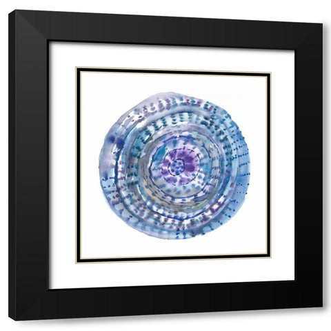 Watery Blue Mandala 2 Black Modern Wood Framed Art Print with Double Matting by Gold, Lora