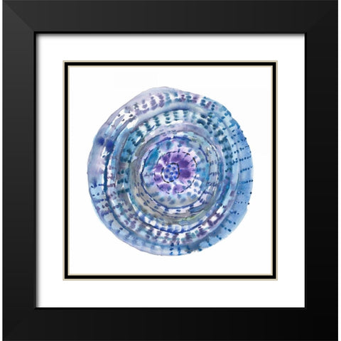 Watery Blue Mandala 2 Black Modern Wood Framed Art Print with Double Matting by Gold, Lora