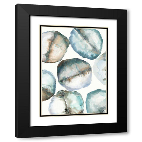 River Stones Black Modern Wood Framed Art Print with Double Matting by Gold, Lora