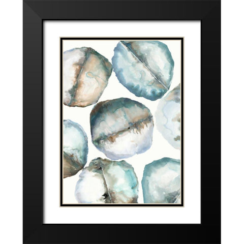 River Stones Black Modern Wood Framed Art Print with Double Matting by Gold, Lora