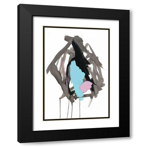 Gestural Brush, Pastel Black Modern Wood Framed Art Print with Double Matting by Gold, Lora