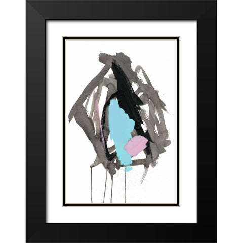 Gestural Brush, Pastel Black Modern Wood Framed Art Print with Double Matting by Gold, Lora