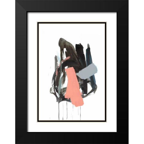 Gestural Brush, Coral Black Modern Wood Framed Art Print with Double Matting by Gold, Lora