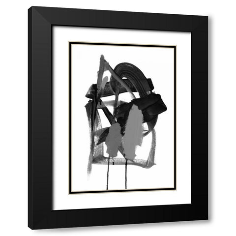 Gestural Brush, Grey Black Modern Wood Framed Art Print with Double Matting by Gold, Lora