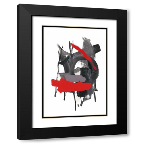 Gestural Brush, Red Black Modern Wood Framed Art Print with Double Matting by Gold, Lora