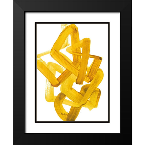 Gestural Brush 1 Black Modern Wood Framed Art Print with Double Matting by Gold, Lora