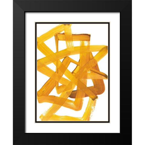 Gestural Brush 3 Black Modern Wood Framed Art Print with Double Matting by Gold, Lora