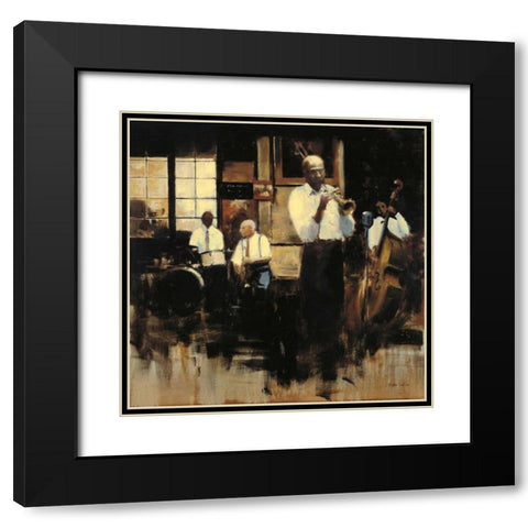 French Quarter Jazz Black Modern Wood Framed Art Print with Double Matting by Sullivan, Myles