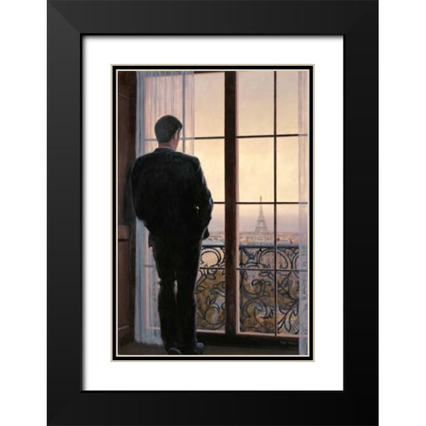 Waiting for Paris 1 Black Modern Wood Framed Art Print with Double Matting by Sullivan, Myles