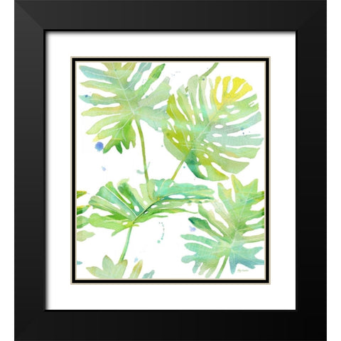 Watercolour Tropical Pattern 1 Black Modern Wood Framed Art Print with Double Matting by Escobedo, Mary