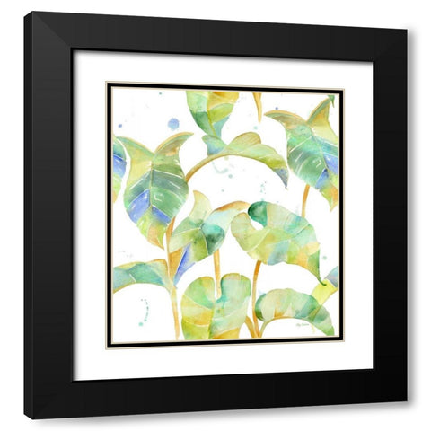 Watercolour Tropical Pattern 2 Black Modern Wood Framed Art Print with Double Matting by Escobedo, Mary