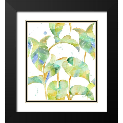 Watercolour Tropical Pattern 2 Black Modern Wood Framed Art Print with Double Matting by Escobedo, Mary