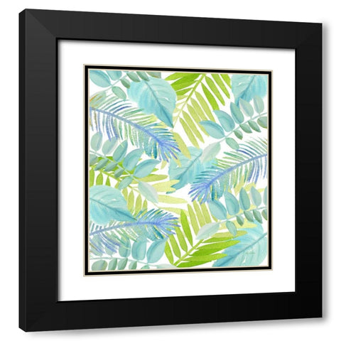 Watercolour Tropical Pattern 3 Black Modern Wood Framed Art Print with Double Matting by Escobedo, Mary