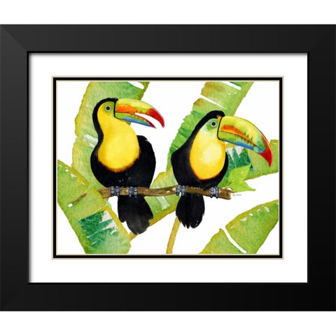 Tropcial Toucan Pair Black Modern Wood Framed Art Print with Double Matting by Escobedo, Mary