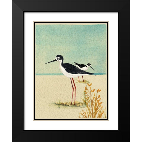 Seabirds By The Sea Black Modern Wood Framed Art Print with Double Matting by Escobedo, Mary