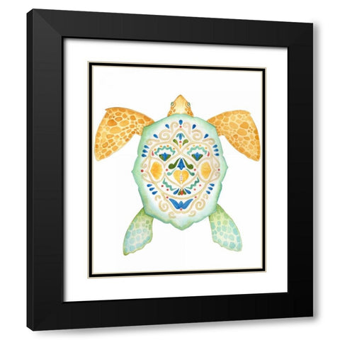 Fiesta Sea Turtle 1 Black Modern Wood Framed Art Print with Double Matting by Escobedo, Mary
