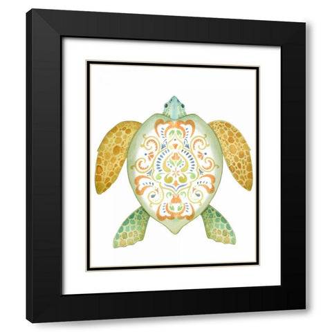 Fiesta Sea Turtle 2 Black Modern Wood Framed Art Print with Double Matting by Escobedo, Mary