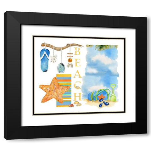 Beach Memories Black Modern Wood Framed Art Print with Double Matting by Escobedo, Mary