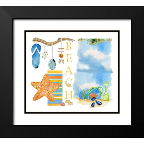 Beach Memories Black Modern Wood Framed Art Print with Double Matting by Escobedo, Mary