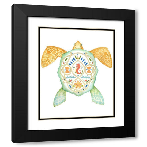 Holiday By The Sea, Turtle 1 Black Modern Wood Framed Art Print with Double Matting by Escobedo, Mary