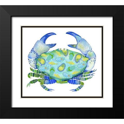 Beach Fun Crab Black Modern Wood Framed Art Print with Double Matting by Escobedo, Mary