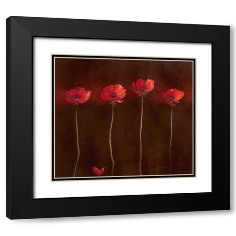 Poppy Family 1 Black Modern Wood Framed Art Print with Double Matting by Gottschlag