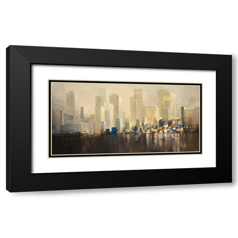 Skyline Harbour Black Modern Wood Framed Art Print with Double Matting by Gottschlag, Jurgen