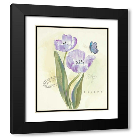 Claires Garden Tulip  Black Modern Wood Framed Art Print with Double Matting by Della-Piana, Elissa