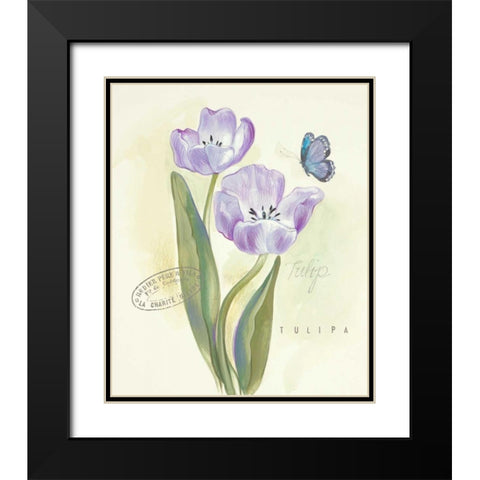 Claires Garden Tulip  Black Modern Wood Framed Art Print with Double Matting by Della-Piana, Elissa