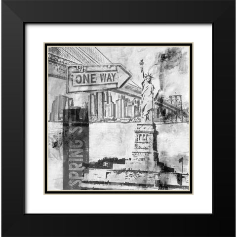New York One Way  Black Modern Wood Framed Art Print with Double Matting by Abbott, Sara