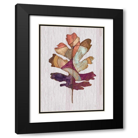 Wood Inlay leaf 1 Black Modern Wood Framed Art Print with Double Matting by Ioco, Fillippo