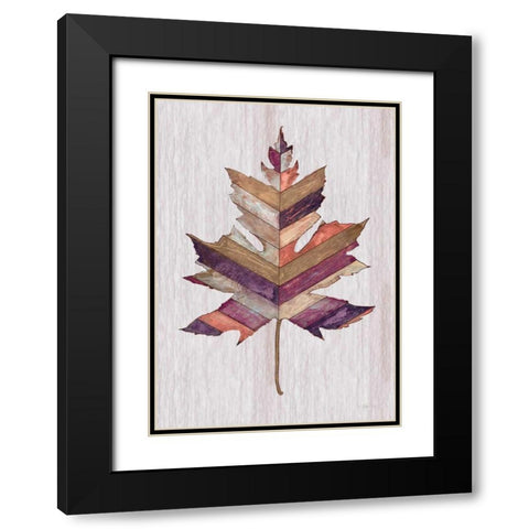 Wood Inlay Leaf 3 Black Modern Wood Framed Art Print with Double Matting by Ioco, Fillippo